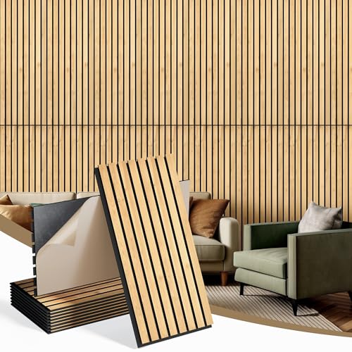 INMOZATA Peel and Stick Acoustic Wood Slat Wall Panels Nature Oak - color: Oak, size: 11.8"x23.6"