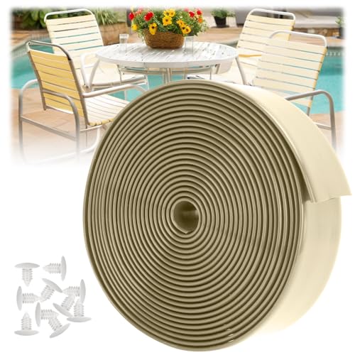 LukLoy 2" Wide 60ft Long Vinyl Straps for Patio Chairs Repairs, Driftwood - color: Driftwood, size: 60 Ft strap + 60 rivets