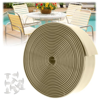 LukLoy 2" Wide 60ft Long Vinyl Straps for Patio Chairs Repairs, Driftwood - color: Driftwood, size: 60 Ft strap + 60 rivets