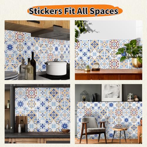 24Pcs Mexican Style PVC Peel and Stick Tile Stickers - color: Style B, size: 6x6 Inch