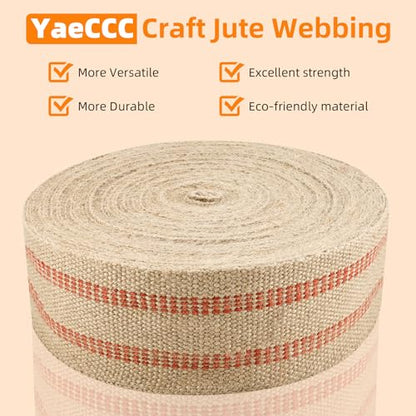 YaeCCC Jute Webbing,Upholstery Webbing for Chair,3.5"x33Yd Upholstery Strap - color: red, size: 3.5" x 33 Yd