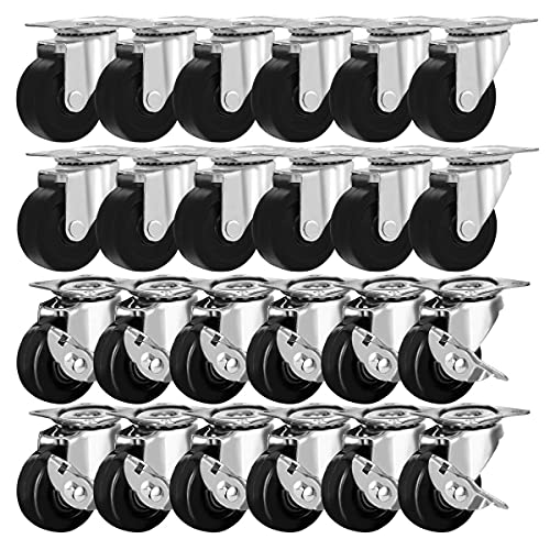 FactorDuty 24 Pack 2" Swivel Caster with Brake Wheels Hard Rubber Base w/Top Plate & Bearing (2" combo-24 pcs) - size: 2" combo, 24 pcs