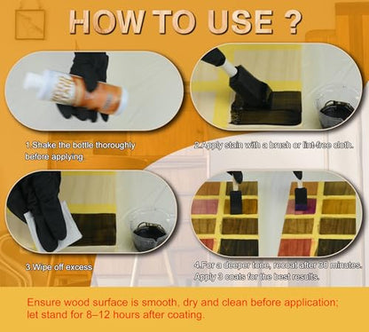 Water Based Wood Stain 8.5oz, Dark Walnut – Indoor Outdoor Furniture Stain - color: Dark Walnut
