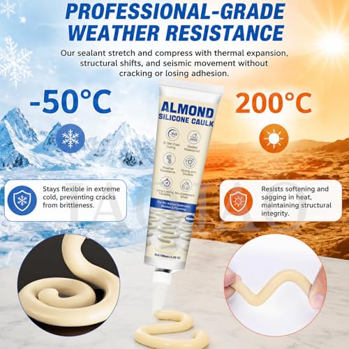 JAOJAO Almond Caulk, Waterproof, Shrink & Crack Proof Caulking - color: Almond, size: 100ML