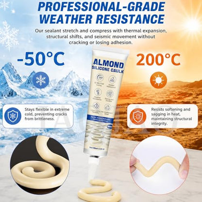 JAOJAO Almond Caulk, Waterproof, Shrink & Crack Proof Caulking - color: Almond, size: 100ML