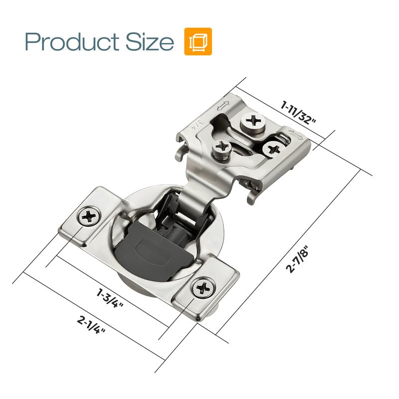 HOME EDIT 1 Pair 3/4 Inch Overlay Soft Close Cabinet Hinges Door Hinges - size: 3/4 inch Overlay
