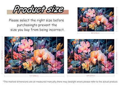 Jdayda Hand-Painted Pink Botanical Floral Wall Mural - color: MURAL-307, size: 129" x 96"