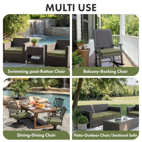 MIULEE Green Outdoor Cushions Set of 2, 22x22x3 Inch Waterproof Cushions - color: Green, size: 22 x 22 x 3 Inch