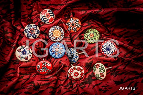 JGARTS 12 x Mix Vintage Look Flower Ceramic Knobs Door Handle Cabinet Drawer Cupboard Pull (12 Flat)
