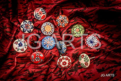 JGARTS 12 x Mix Vintage Look Flower Ceramic Knobs Door Handle Cabinet Drawer Cupboard Pull (12 Flat)