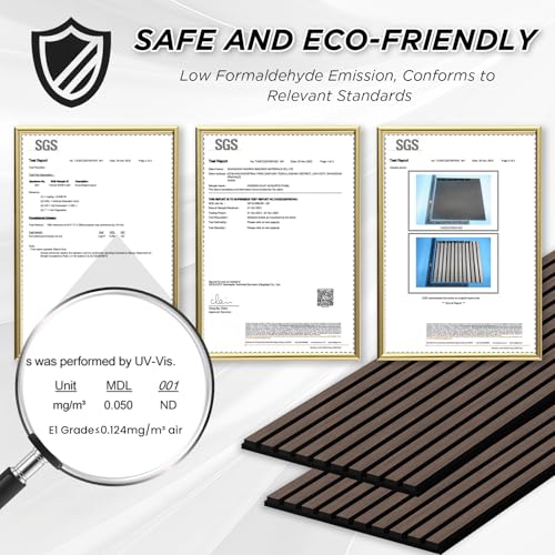 SMARTSTANDARD 4 Pack 105.9" x 12.6" Wood Slat Wall Panels, Dark Walnut - color: Dark Walnut, size: 106" x 50.4"