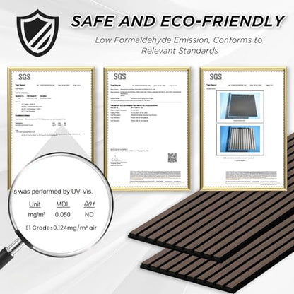 SMARTSTANDARD 4 Pack 105.9" x 12.6" Wood Slat Wall Panels, Dark Walnut - color: Dark Walnut, size: 106" x 50.4"