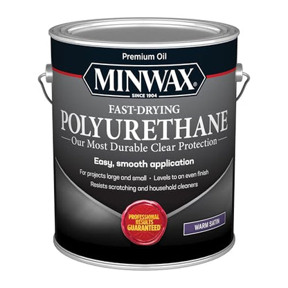 Minwax Fast-Drying Polyurethane 350 VOC, Warm Satin, Clear, 1 Gallon