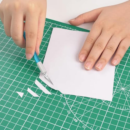 DIYSELF 1 Pcs Craft Knife Hobby Knife with 11 Pcs Stainless Steel Blades Kit and Cutting Mat 6in×8in