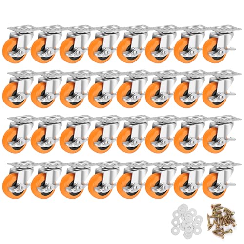 Caster Wheels,2.5 Inch Plate Swivel Casters Set of 4 with Brake - size: 2.5"32pack
