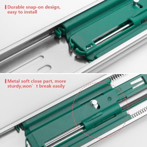 homdiy 10 Pairs Soft Close Drawer Slides 24 Inch Heavy Duty Side Mount Rail - color: Silver, size: 24 Inch