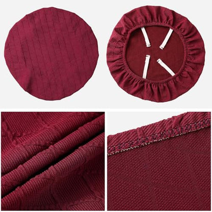 Fuloon Dining Chair Seat Covers Stretch Slipcovers, 6 Pack, Burgundy - color: Burgundy, size: Not Waterproof