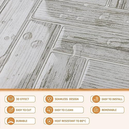CRE8TIVE 4 Sheets Herringbone Peel and Stick Backsplash for Kitchen Bathroom 12"x12" Self Adhesive Tile Stickers Light Wood Look Wall Tiles - color: Light Wood Grain, size: 12"x11.8" (4-Sheets)