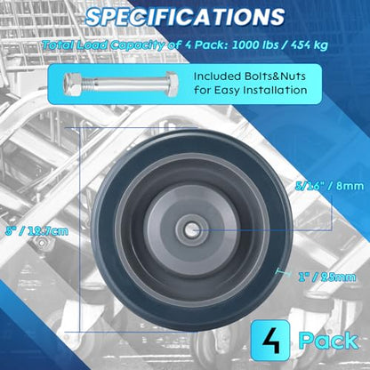 5 inch (12 cm) Shopping Cart Wheels Replacemen Grey