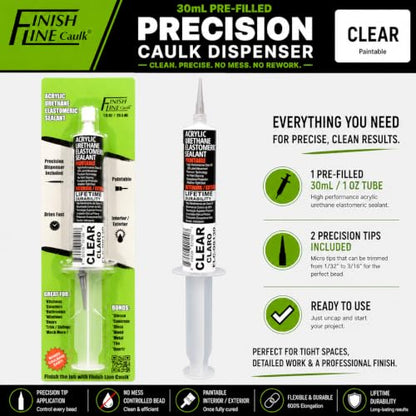 30mL Pre-Filled Precision Caulk Applicator Clear, 1-Pack - color: Clear