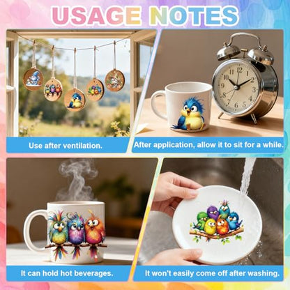 GLOBLELAND 56 Sheets Cartoon Birds Rub on Transfer 3.9x3.9 inch - color: Cartoon Birds