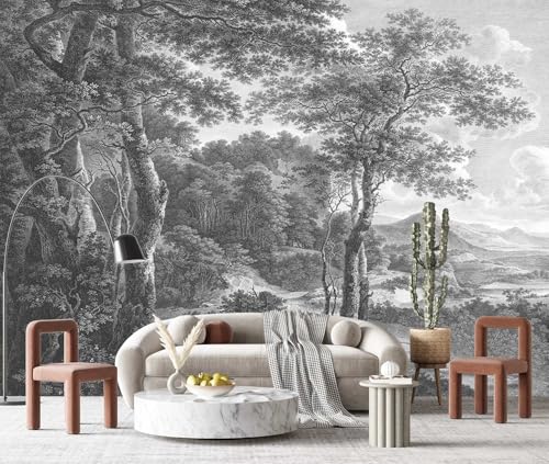 YQWDMX - Vintage Forest Peel and Stick Wallpaper Grey Jungle Mural for Bedroom ZY01 M - color: Z1, size: 135" x 90"
