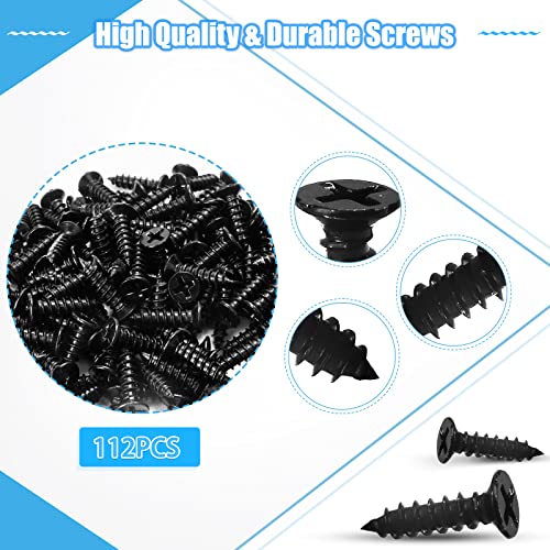28PCS Flat Mending Plates for Wood + 112PCS Screws, Stainless Steel Corner Brace Black Flat Metal Plate for Shelves, Heavy Duty Straight Bracket for Raised Bed Frame - size: 28PCS, style: Flat Brackets