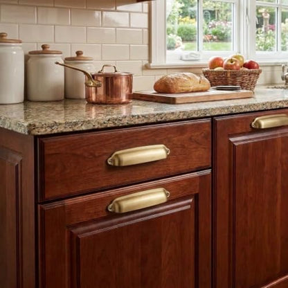 khtumeware 10 Pack Brushed Brass Cup Pulls 3-3/4 Inch Center to Center - Cabinet & Drawer Handles for Kitchen Hardware - color: Brushed Brass, size: 3-3/4"(96mm) Hole Center