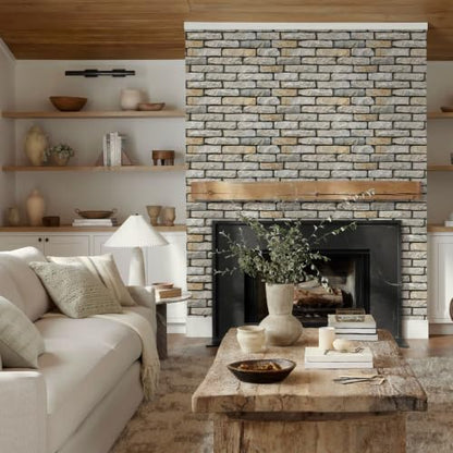 Commomy Peel and Stick Faux Stone 3D Wall Panels 12 pcs of 22.8" x 11.8" - color: Large Brick-J