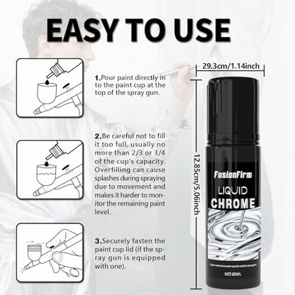 Liquid Liquid Paint - Alcohol-Based Airbrush Paint - High Gloss Finish Silver 4 Fl Oz - color: Silver, size: 2 Fl Oz (Pack of 2)