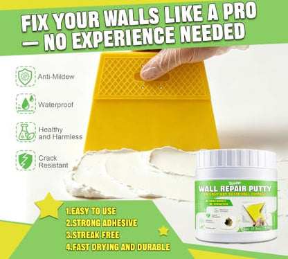 Drywall Patch Repair Kit, 17.6oz Spackle Kit for Cracks, Nail Holes & Dents - size: 500g