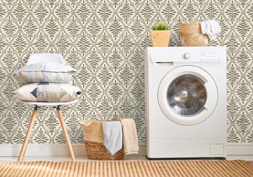 Beige Peel and Stick Wallpaper Boho Contact Paper 17in x 118in - color: Beige-1, size: 16.9" x 118.1"