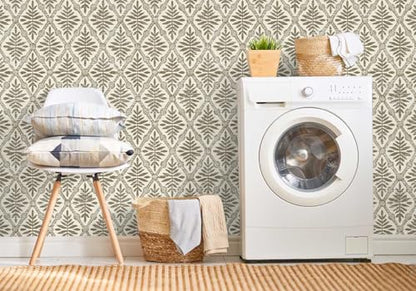 Beige Peel and Stick Wallpaper Boho Contact Paper 17in x 118in - color: Beige-1, size: 16.9" x 118.1"