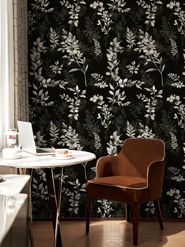 Floralplus Wallpaper Peel and Stick Dark Leaf Removable Wallpaper