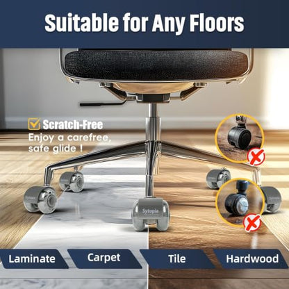 Office Chair Wheels 2" Desk Chair Caster Wheels Smooth Roller Style Quiet for Carpet and Hardwood Floors Universal Fit 11x22 mm Set of 5 Light Grey - color: Light Grey-Roller-2 Inch