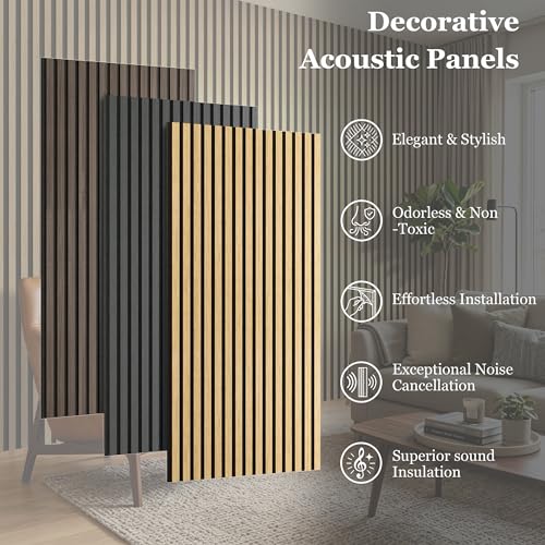 4-Pack Wood Veneer Acoustic Wall Panels Decorative Acoustical Panel - color: Yellow