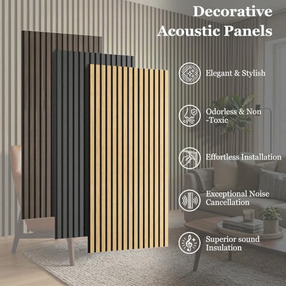 4-Pack Wood Veneer Acoustic Wall Panels Decorative Acoustical Panel - color: Yellow