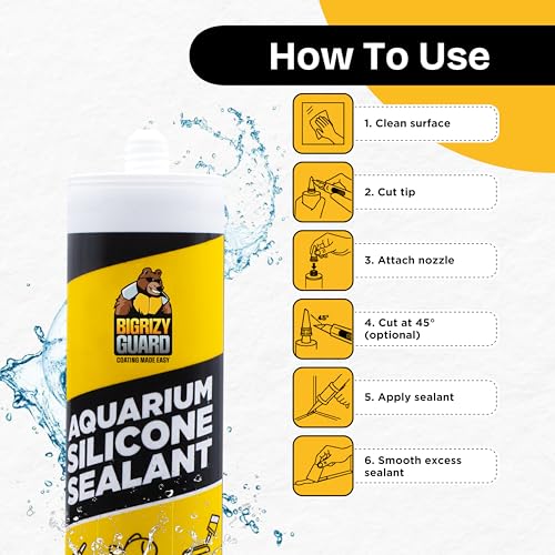 Aquarium Silicone Sealant Black 10.14 Fl oz Cartridge - Aquarium Safe Silicone for Fish & Plants | 100% Waterproof, Premium, Non-Toxic, Solvent Free, Strong Bond, Fast Curing (1 Pack) - size: 1 Pack