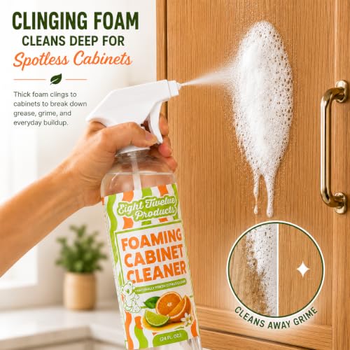 812 Foaming Cabinet Cleaner – Kitchen Degreaser Safely Removes Grime & Buildup from Painted Cabinets, Countertops, Backsplashes, Doors & Trim | No Wax or Residue | Made in America | 24oz