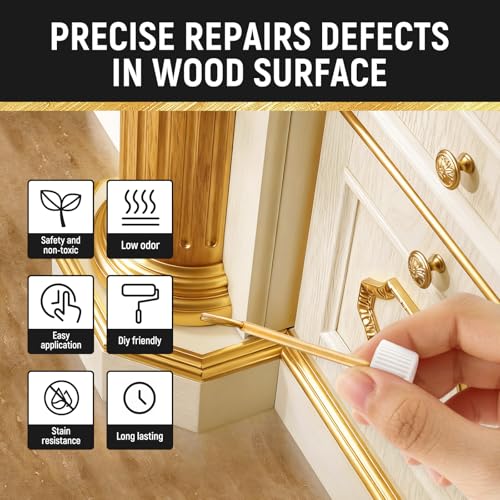 Gold Metallic Touch up Liquid Gold Leaf Paint High Gloss Multi Surface Rich Golden Paint for Metal, Wood, Plastic, Canvas, Appliance, Furniture Scratch Repair & Art Handcrafts Fast Drying Acrylic Metallic Finish 1.5oz