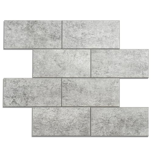 Havenly Peel and Stick Backsplash Tile for Kitchen & Bathroom Walls (Matte Grayish Textured, 10 Tiles - 9.7 sq. ft. (0.9 m²)) - color: Matte Grayish Textured