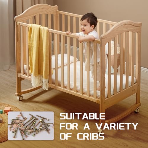 Baby Bed Frame Bolts, Crib Screws Hardware ReplacementKit M6x20/40/60/80mm Hex Drive Socket Cap Screws Barrel Nuts Wooden Dowel Kit for Beds Chairs Furniture et (Silver-26set) - size: Silver-26set