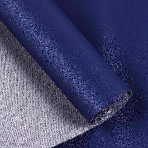 Vinyl Faux Leather Upholstery Fabric,Soft Smooth Surface,Marine Vinyl Faux Leather Sheets,Replacement Renovate for Upholstery Muscle Car,Furniture,Sofa. (Navy-1Y,1 Yard) - color: Navy-1y