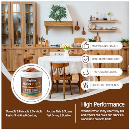 Walnut Wood Filler, 9.87oz Wood Putty, Paintable Stainable Repair Putty - color: Walnut