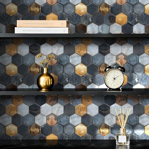 Livelynine 17.5x276" Waterproof Peel and Stick Wallpaper for Kitchen Wall Tiles Backsplash Renter Friendly Bathroom Wallpaper Waterproof Modern Removable Contact Paper for Walls Shower Tile Sticker - size: 17.5x276 Inch