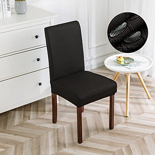 Genina Waterproof Chair Covers for Dining Room Dining Chair Covers Kitchen Parsons Chair Covers (Black, 2 PCS) - color: Black, size: 2 PCS