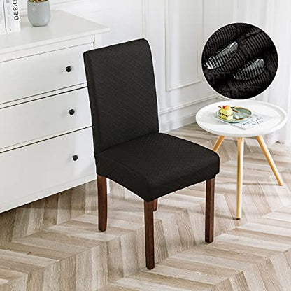 Genina Waterproof Chair Covers for Dining Room Dining Chair Covers Kitchen Parsons Chair Covers (Black, 2 PCS) - color: Black, size: 2 PCS