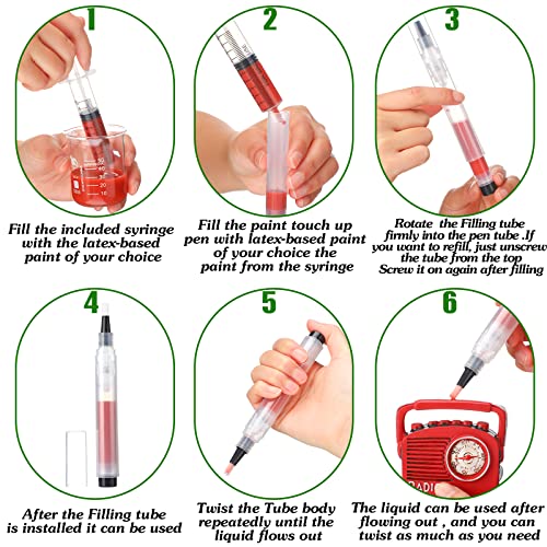 BBTO 5 Pack Touch up Paint Pen Fillable Refillable Paint Pen for Walls Reusable Wall Repair Painting Brush Tool for Wood Floors Furniture Cabinets Windows Doors Repair DIY Home Improvement