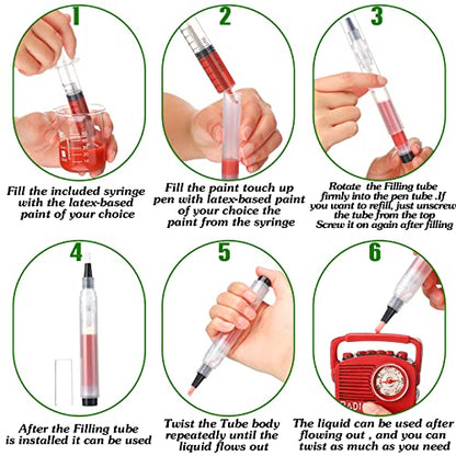 BBTO 5 Pack Touch up Paint Pen Fillable Refillable Paint Pen for Walls Reusable Wall Repair Painting Brush Tool for Wood Floors Furniture Cabinets Windows Doors Repair DIY Home Improvement