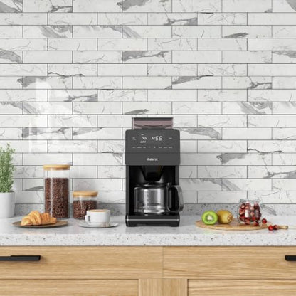 Vamos Tile Peel & Stick Backsplash on Subway Tile,40-Pack 3''x12'',Glossy - color: Statury White with Dark Gray Grout